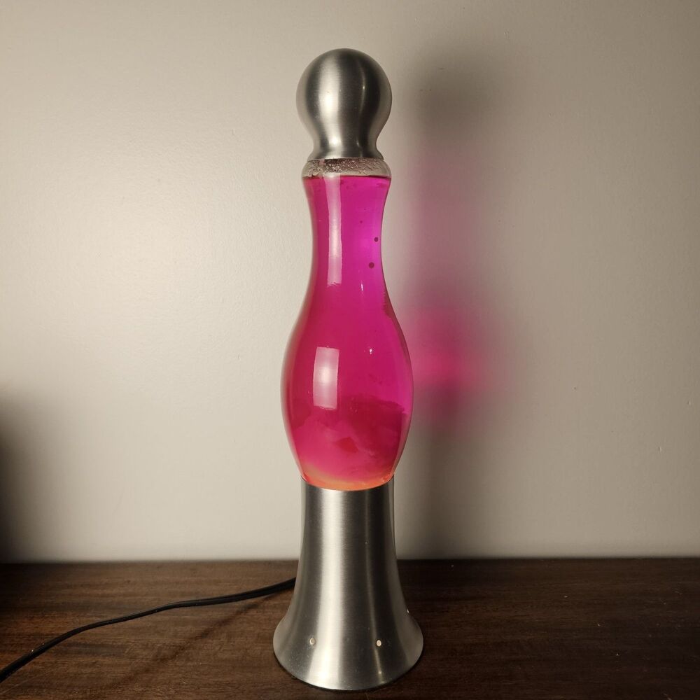 Vintage Pink Bowling Pin Shaped Lava Lamp 16” Tall As Is